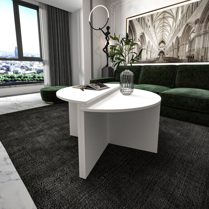 Hanah Home Dolunay - Mesa de centro blanca de dos piezas